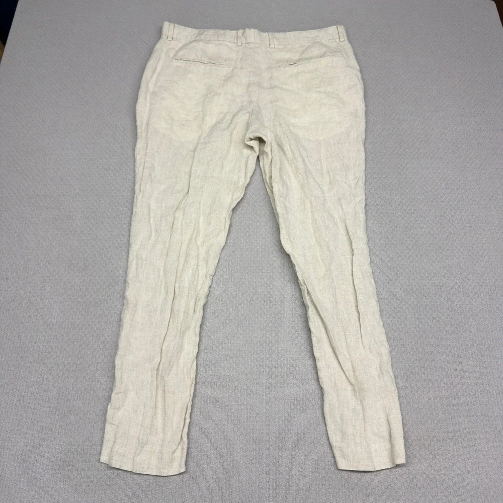 H&M Linen Pants Mens 36x27 White Slim Fit Breathable Preppy Summer Coastal